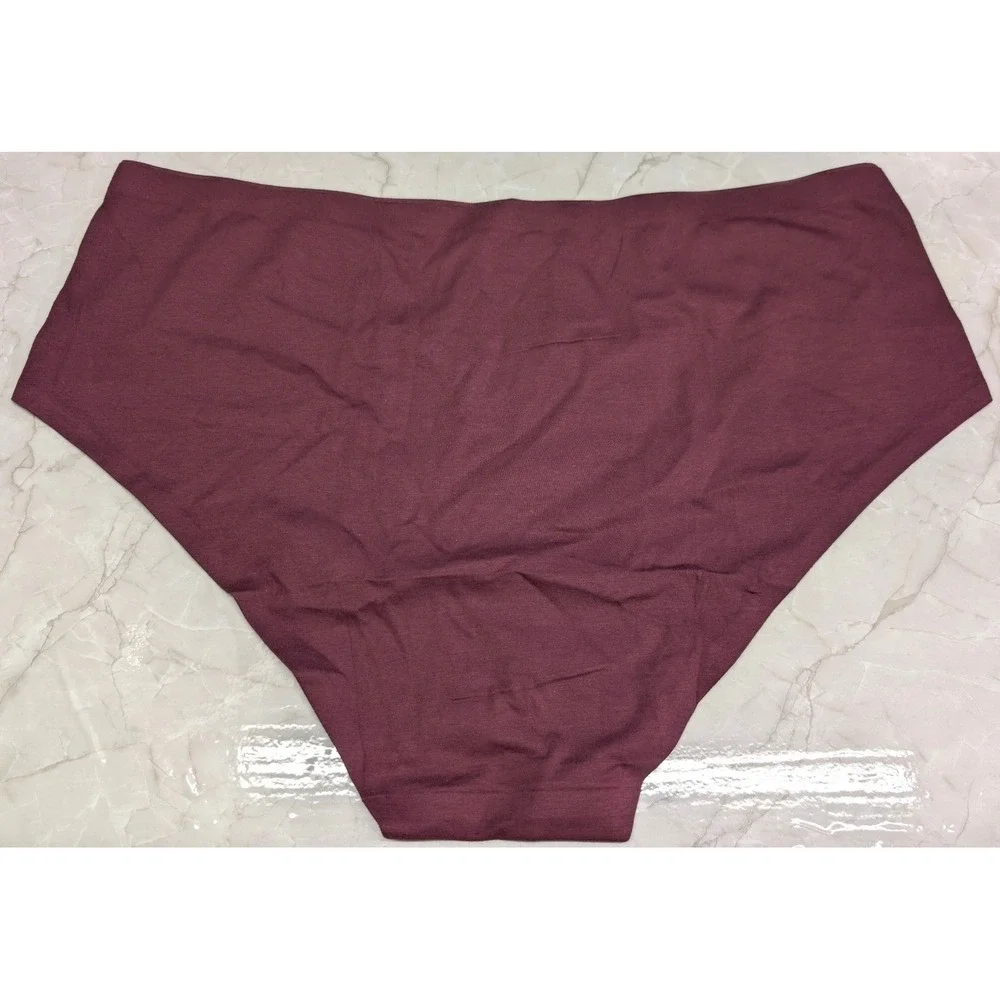New Cotton Blend Panties Womens PLus Size XL Maroon Seamless‎ Edge Underwear